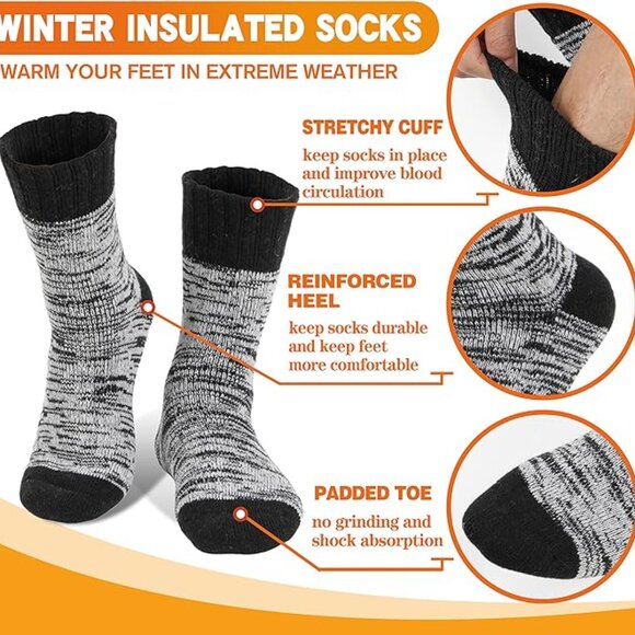 3 Pairs Warm Thermal Socks  Winter Ski Thick Boot Insulated for Men and Women - Picture 4 of 6